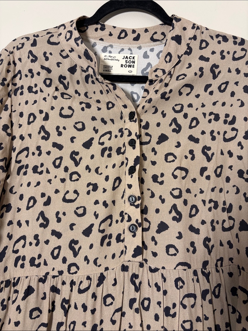 Jackson Rowe | Malad leopard print tiered mini dress Women’s size XS oversized - Picture 3 of 8